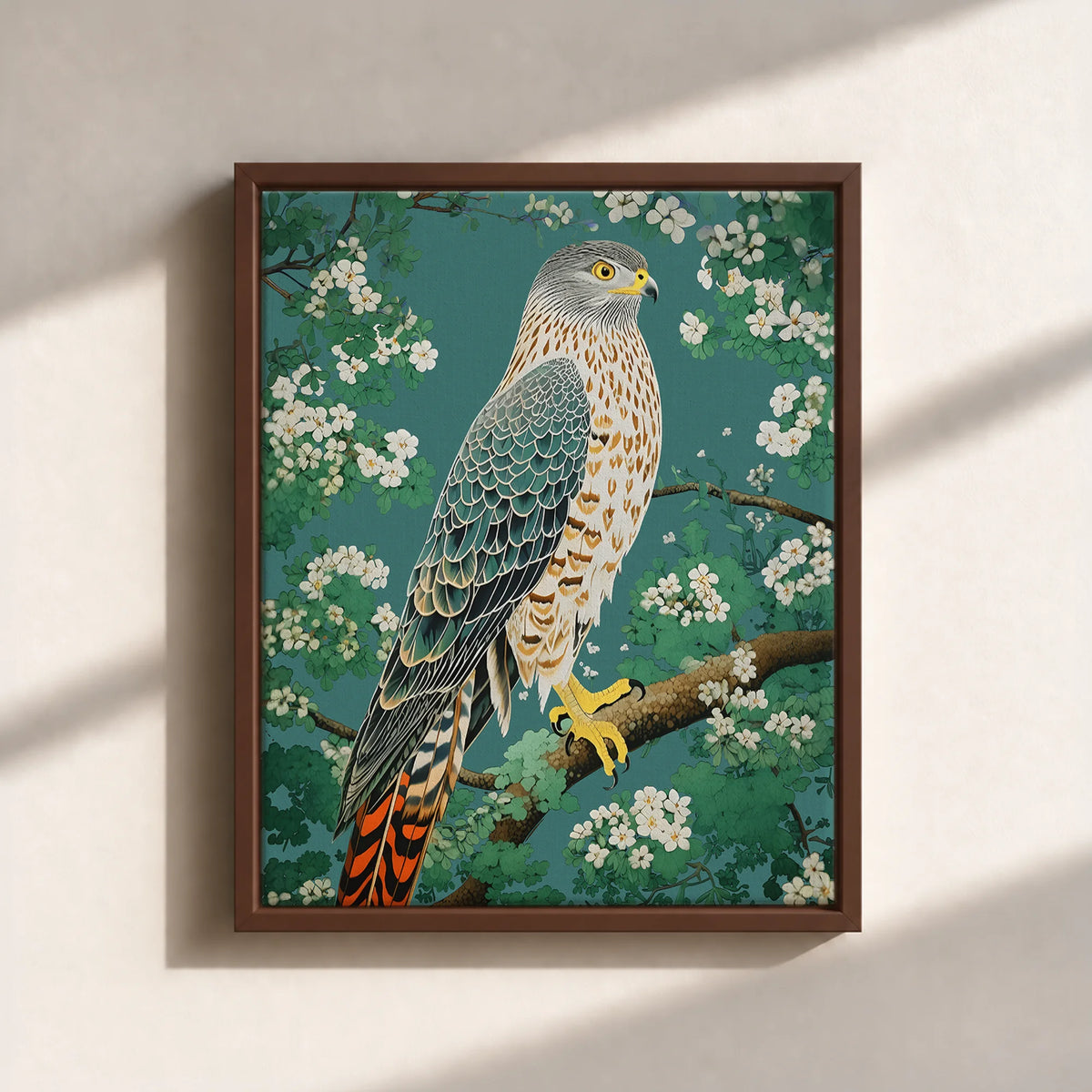 Hawk in Bloom Canvas Print (Framed)