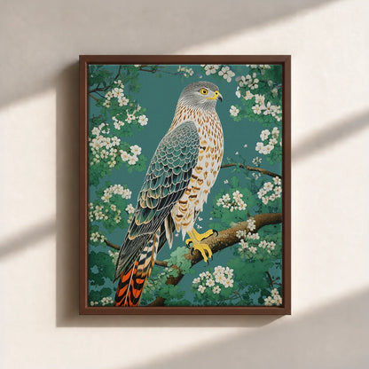 Hawk in Bloom Canvas Print (Framed)