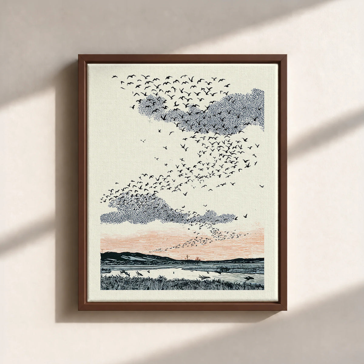 Migrating Wild Ducks Canvas Print (Framed)