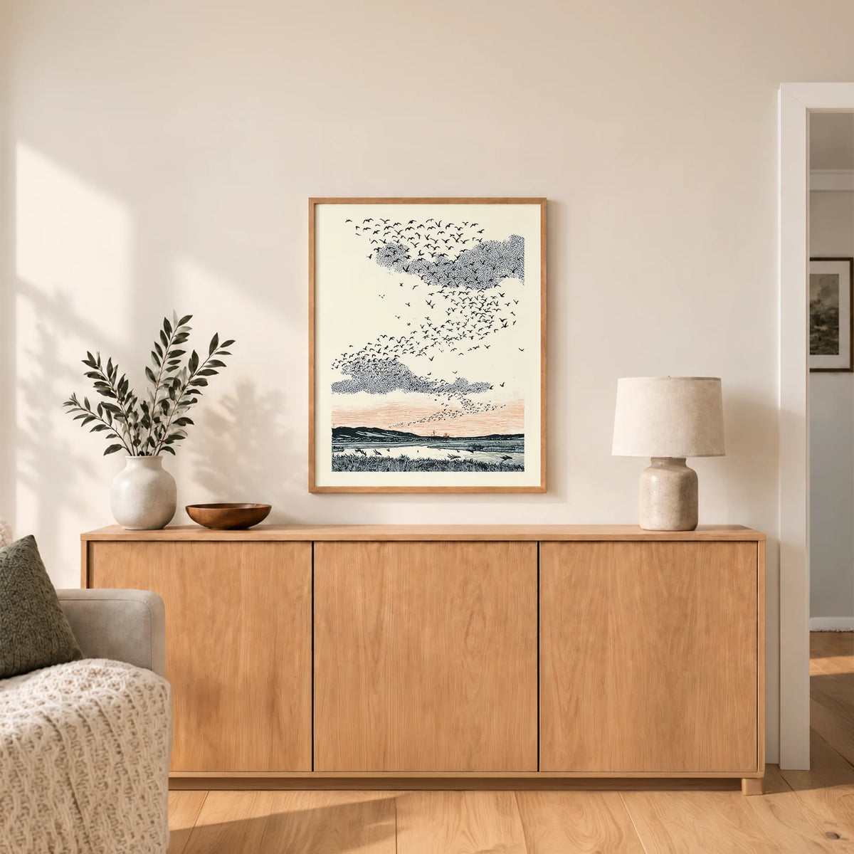 Migrating Wild Ducks Canvas Print (Framed)