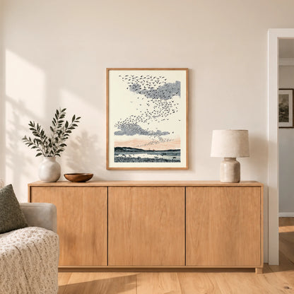 Migrating Wild Ducks Canvas Print (Framed)