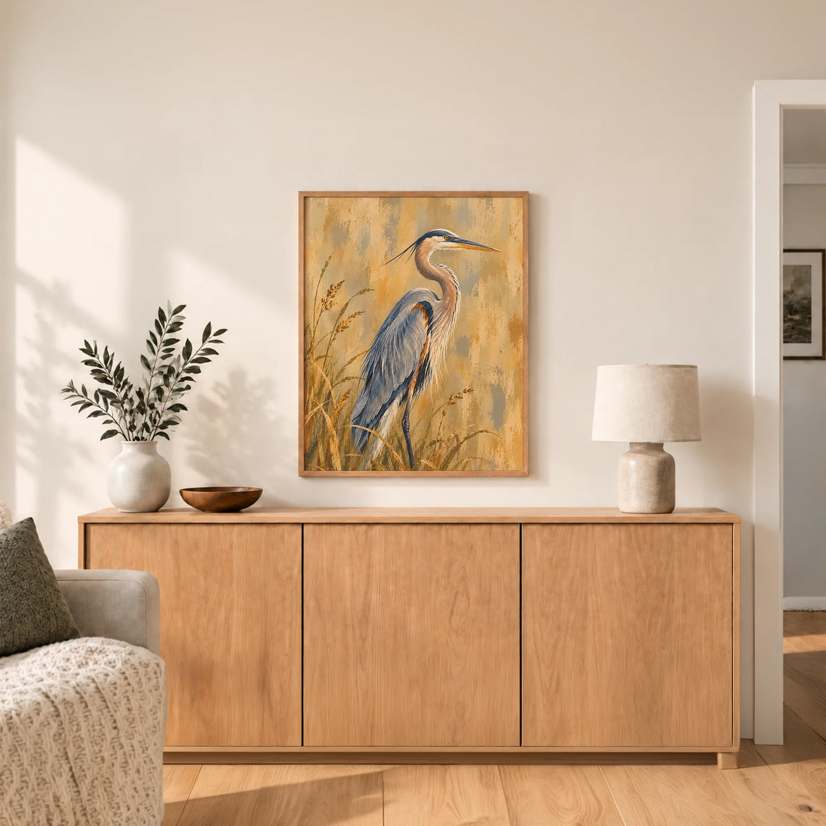 The Great Blue Heron Framed Canvas Print