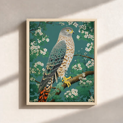 Hawk in Bloom Canvas Print (Framed)