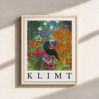 Klimt Blackbird Canvas Print (Framed)