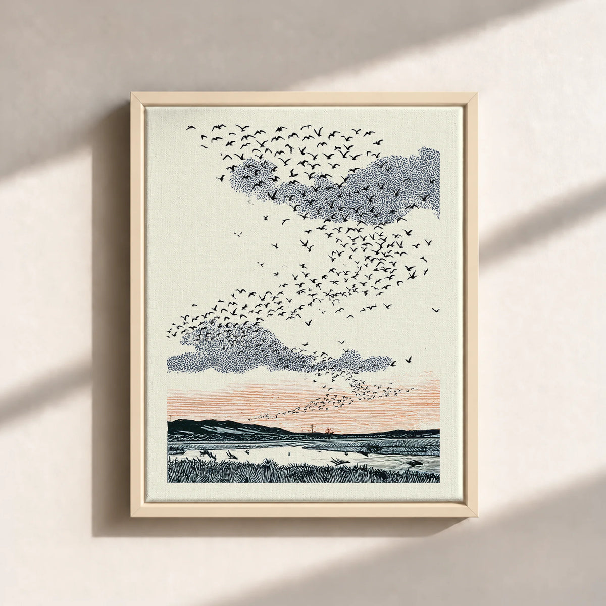 Migrating Wild Ducks Canvas Print (Framed)