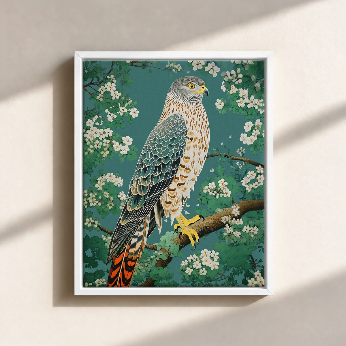 Hawk in Bloom Canvas Print (Framed)