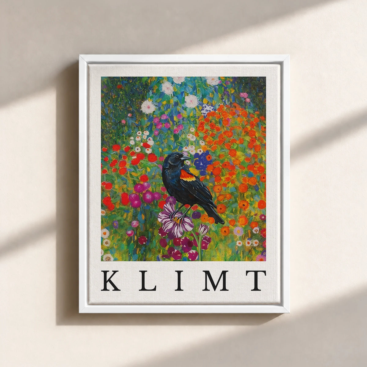 Klimt Blackbird Canvas Print (Framed)