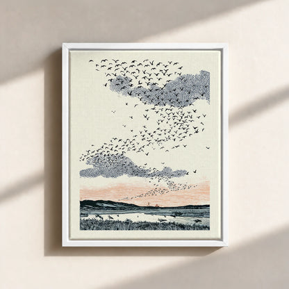 Migrating Wild Ducks Canvas Print (Framed)