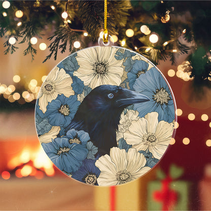 Raven In Flower Field Ornament