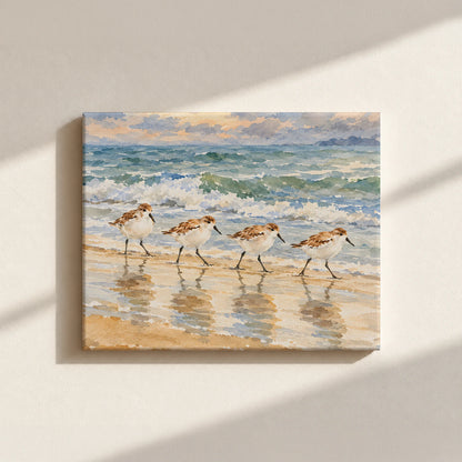 Sandpipers By The Shore Canvas Print