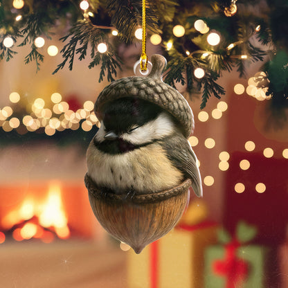 Chickadee Sleeping Ornament