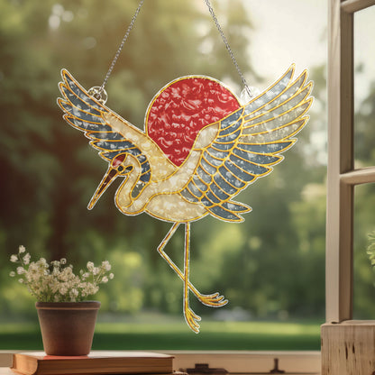 Red Sun Crane Suncatcher