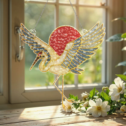 Red Sun Crane Suncatcher