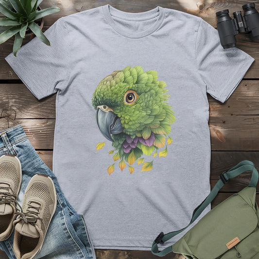 Beautiful Amazon green parrot on a shirt!