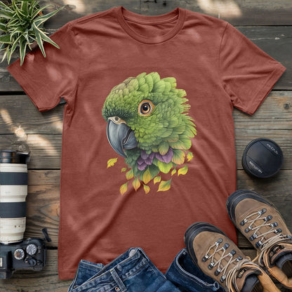 Beautiful Amazon green parrot on a shirt!
