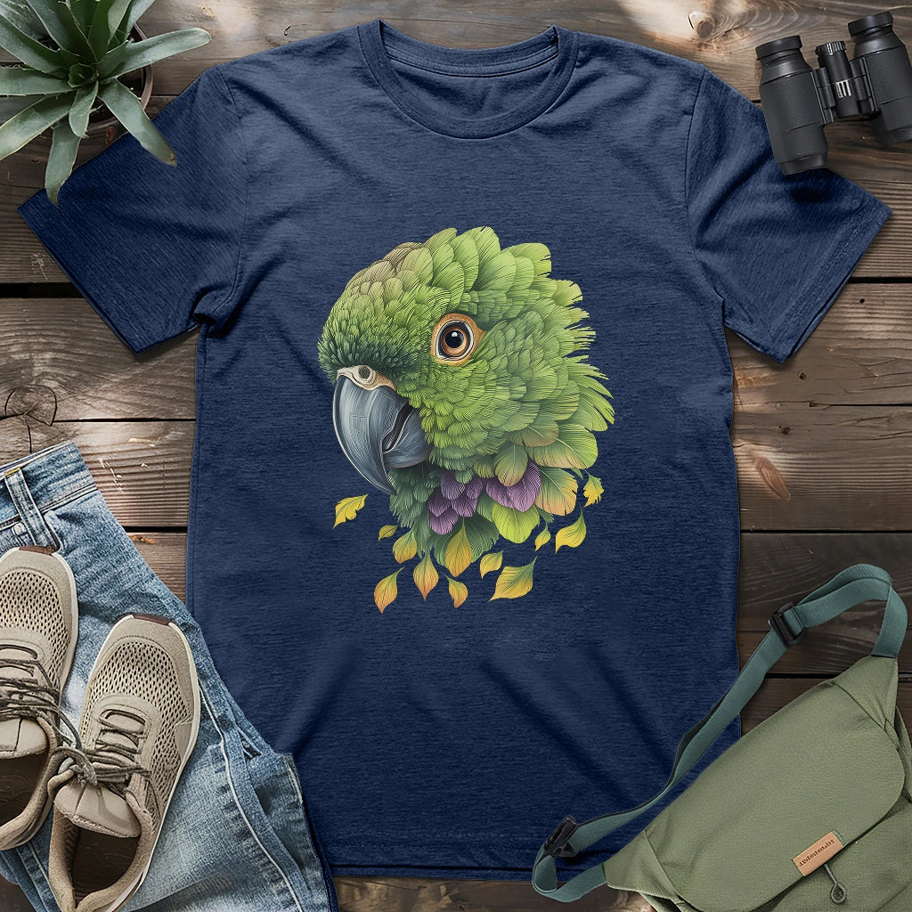 Beautiful Amazon green parrot on a shirt!