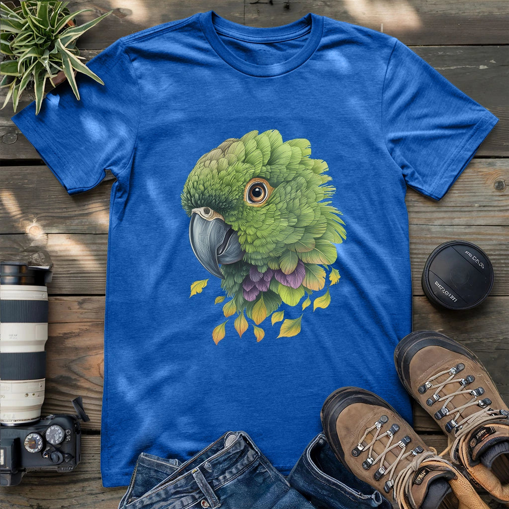 Beautiful Amazon green parrot on a shirt!
