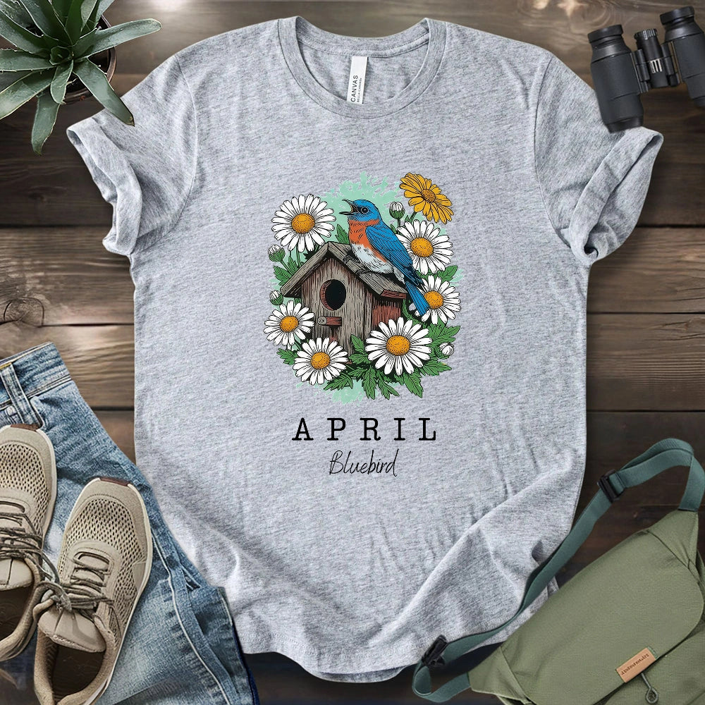 April Bluebird & Bird House T-shirt