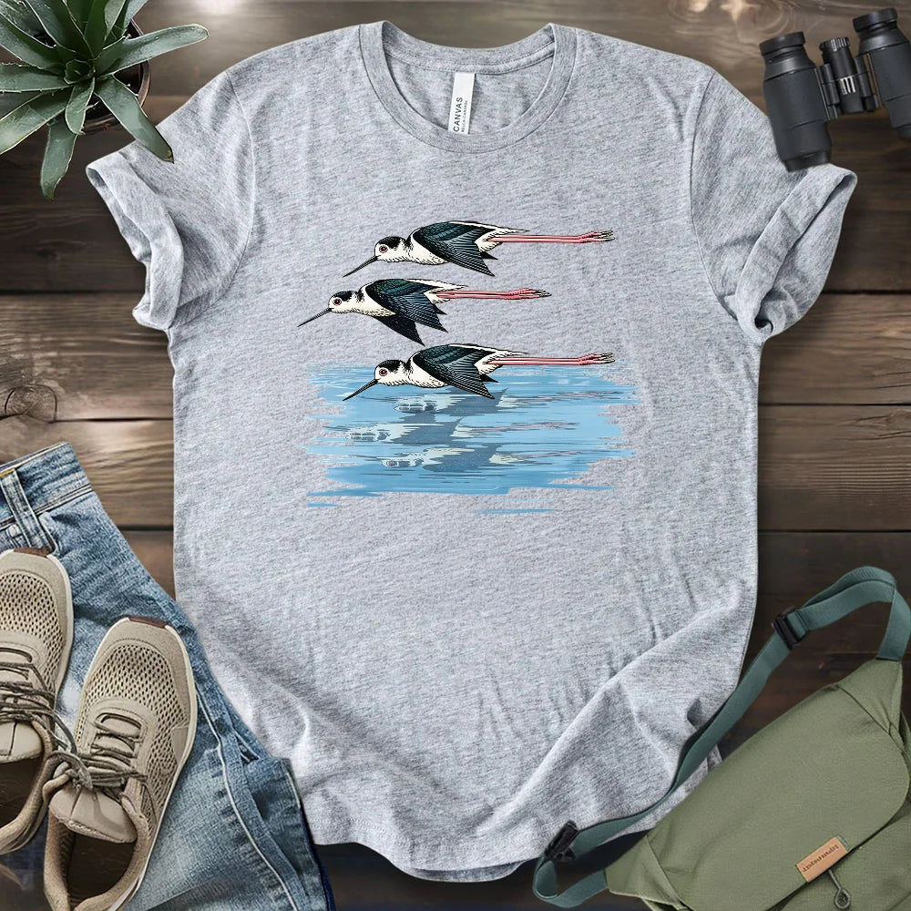 Black Necked Stilts Trio T-shirt
