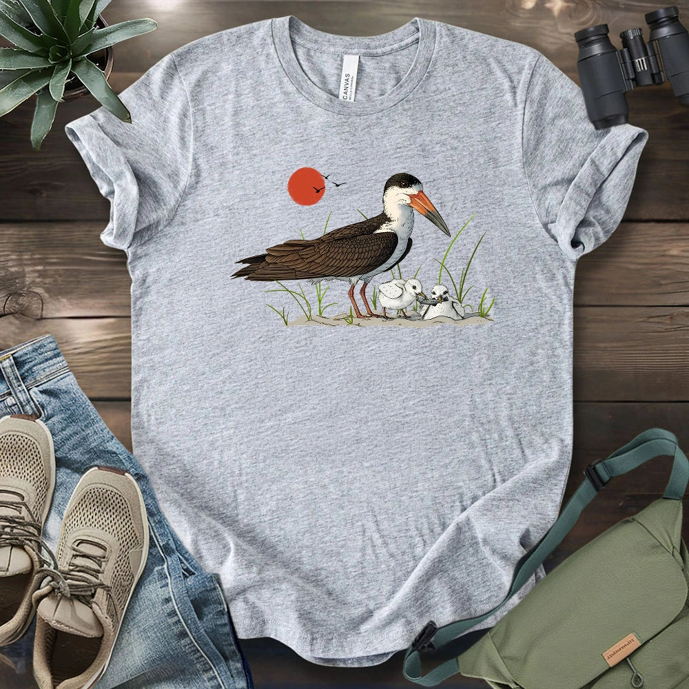Black Skimmer With Chicks T-shirt