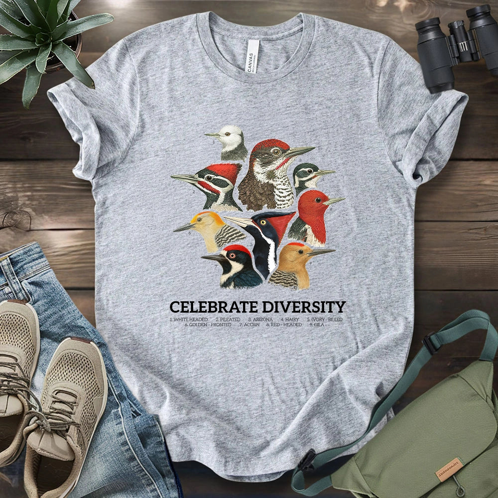 Celebrate Diversity Of Woodpeckers T-shirt