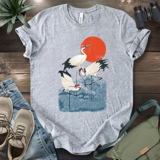 Crimson Sun Cranes T-shirt