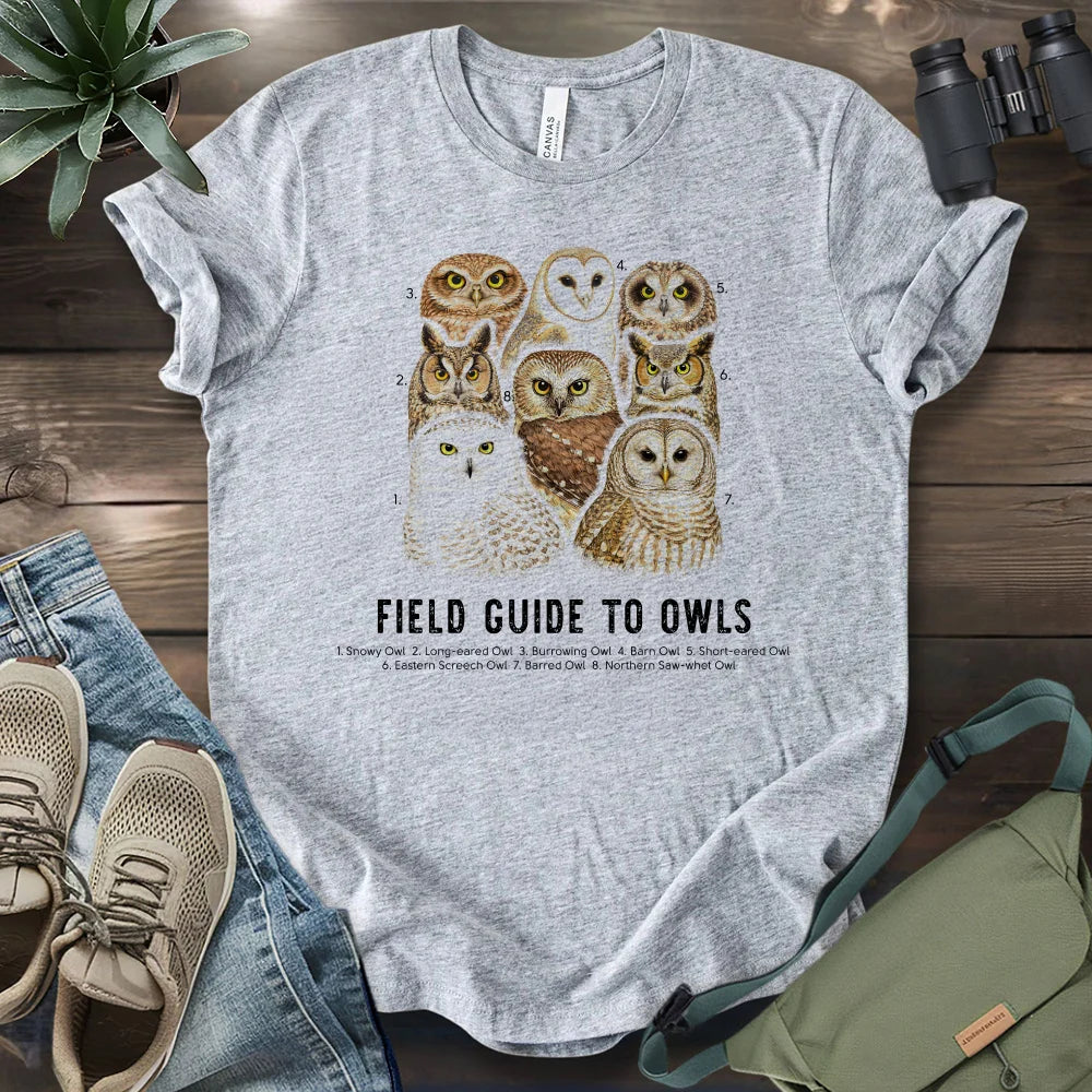 Field Guide To Owls T-shirt