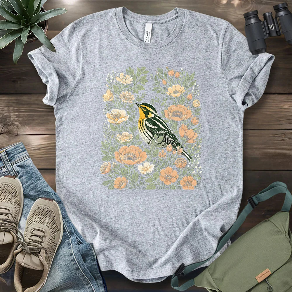 Floral Blackburnian Warbler T-shirt