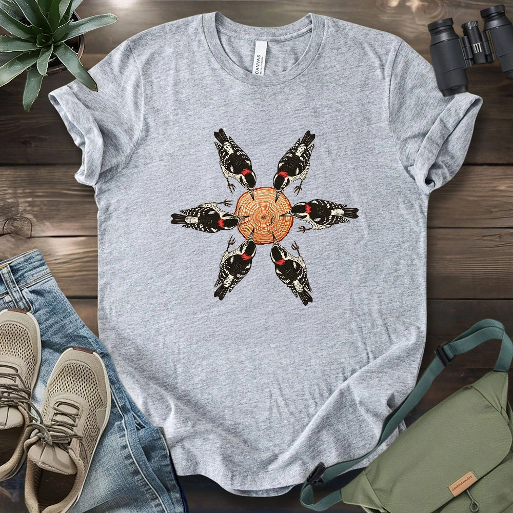 Flower Made Of Woodpeckers T-shirt