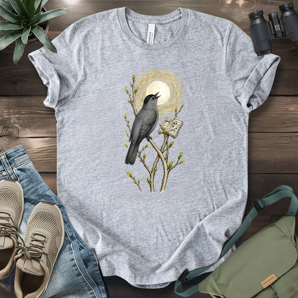 Grey Cat Bird Diva T-shirt