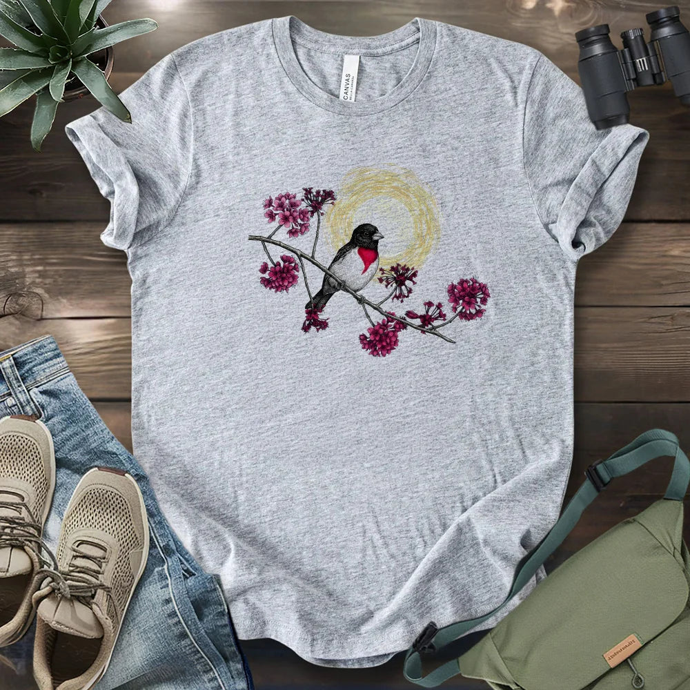 Grosbeak Under Forest's Moonlight T-shirt
