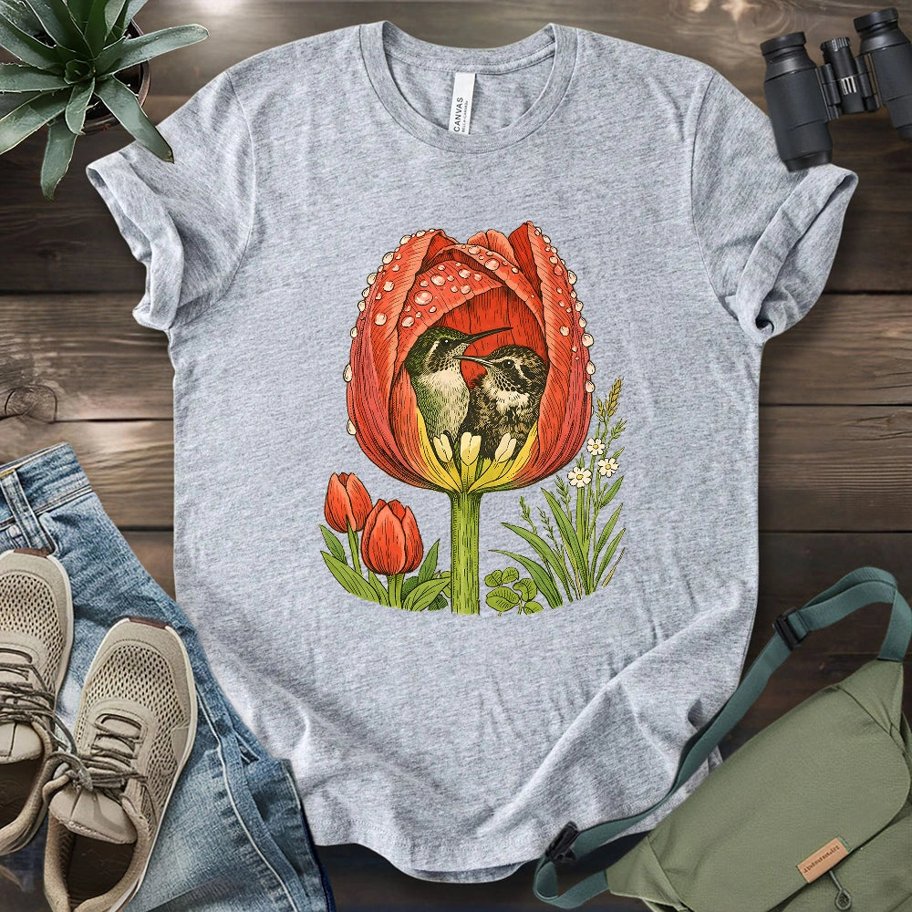 Hummingbirds In A Tulip T-shirt