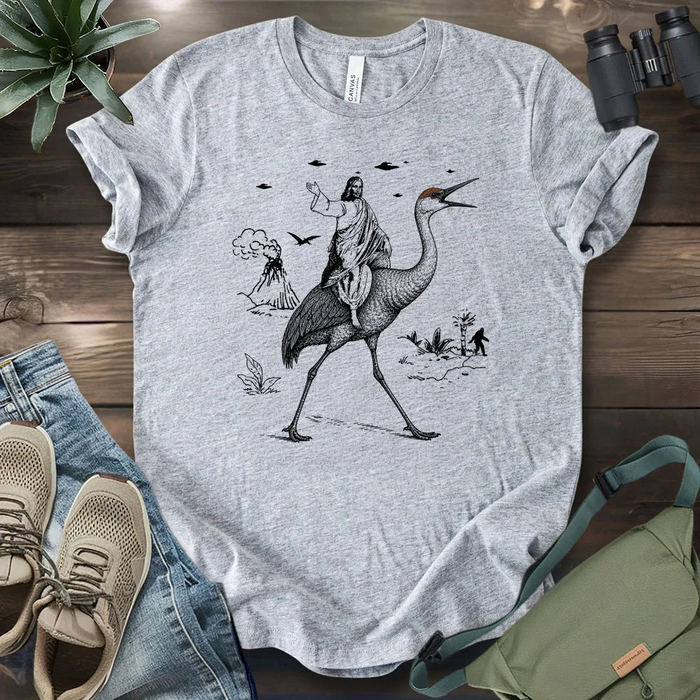 Jesus Riding Sandhill Crane T-shirt