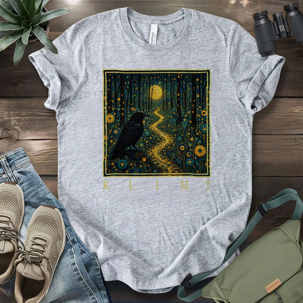 Klimt Crow On Golden Road T-shirt