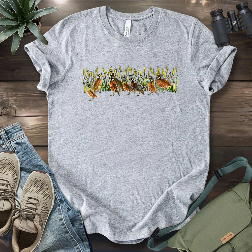 Quails At Wheat Field T-shirt