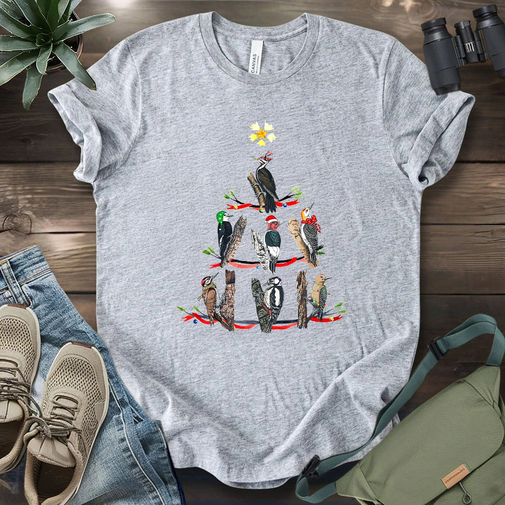 Woodpecker Christmas Tree T-shirt