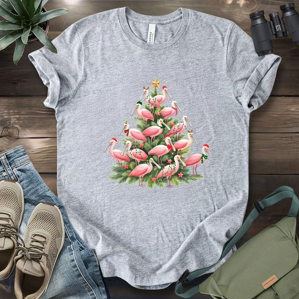 Spoonbill Christmas Tree T-shirt