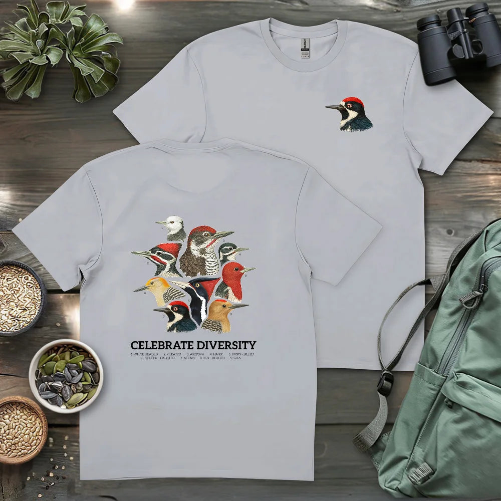 Celebrate Diversity Of Woodpeckers 2 Side T-shirt