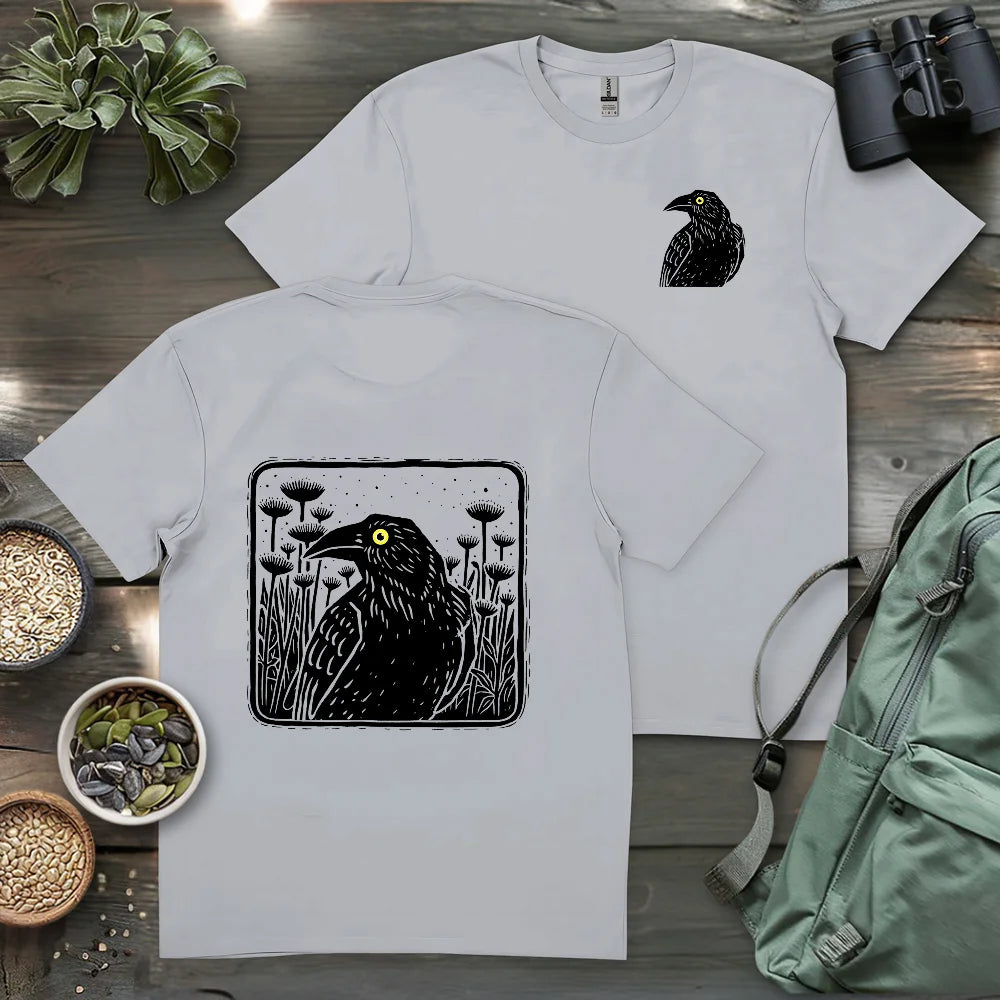 Floral Crow Silhouette 2 Side T-shirt