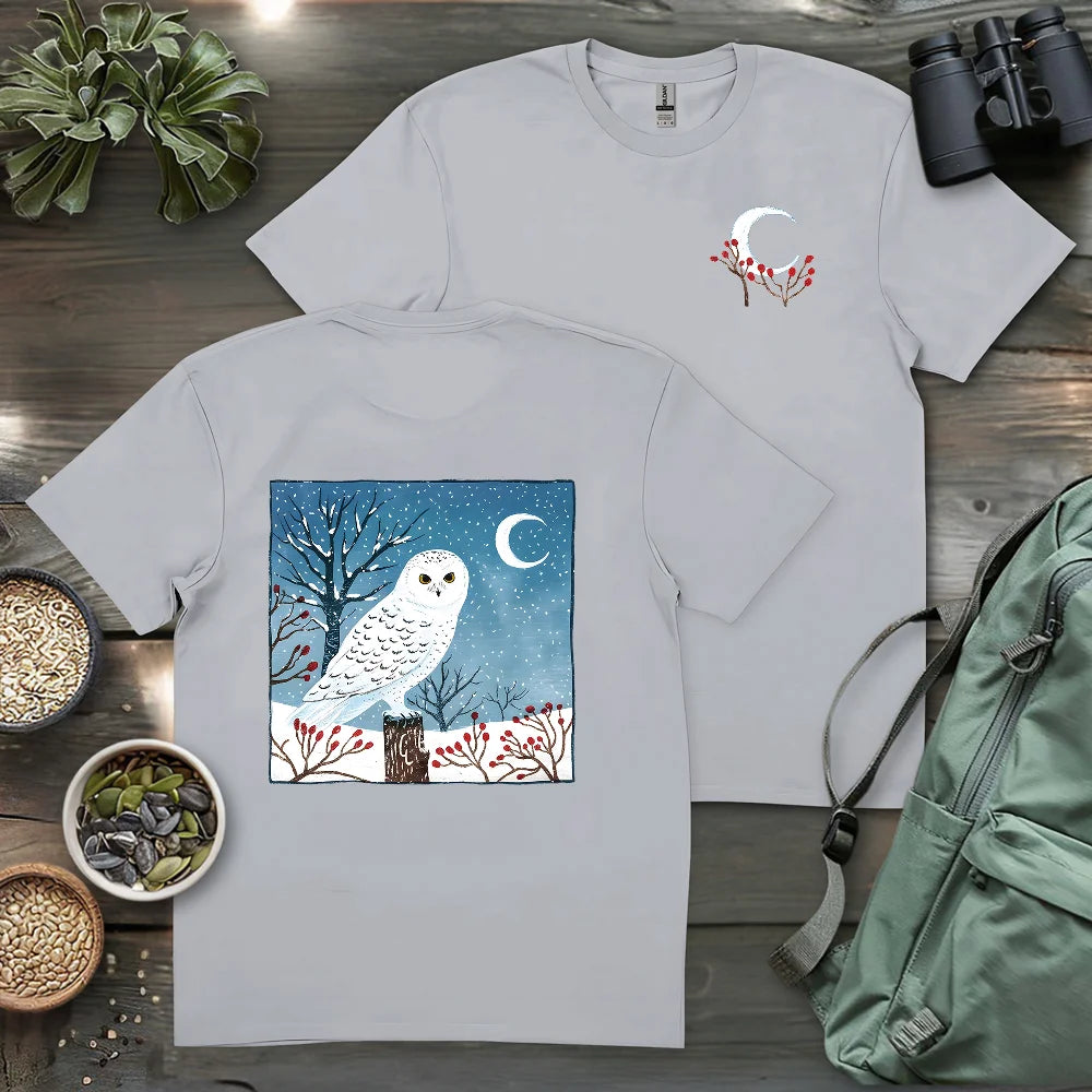 Snowy Owl At Midnight 2 Side T-shirt