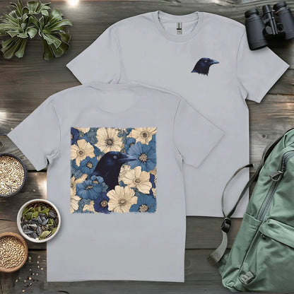 Raven In Flower Field 2 Side T-shirt