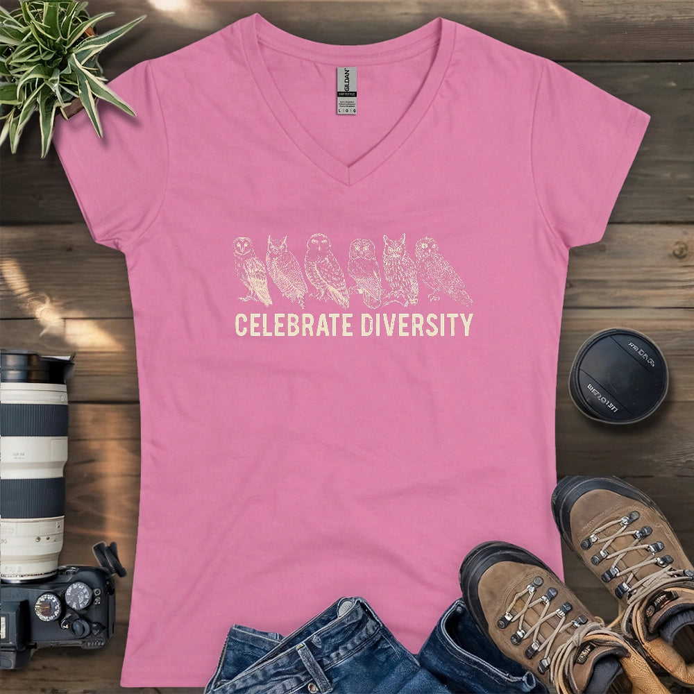 Celebrate Owl Diversity Lady V-neck