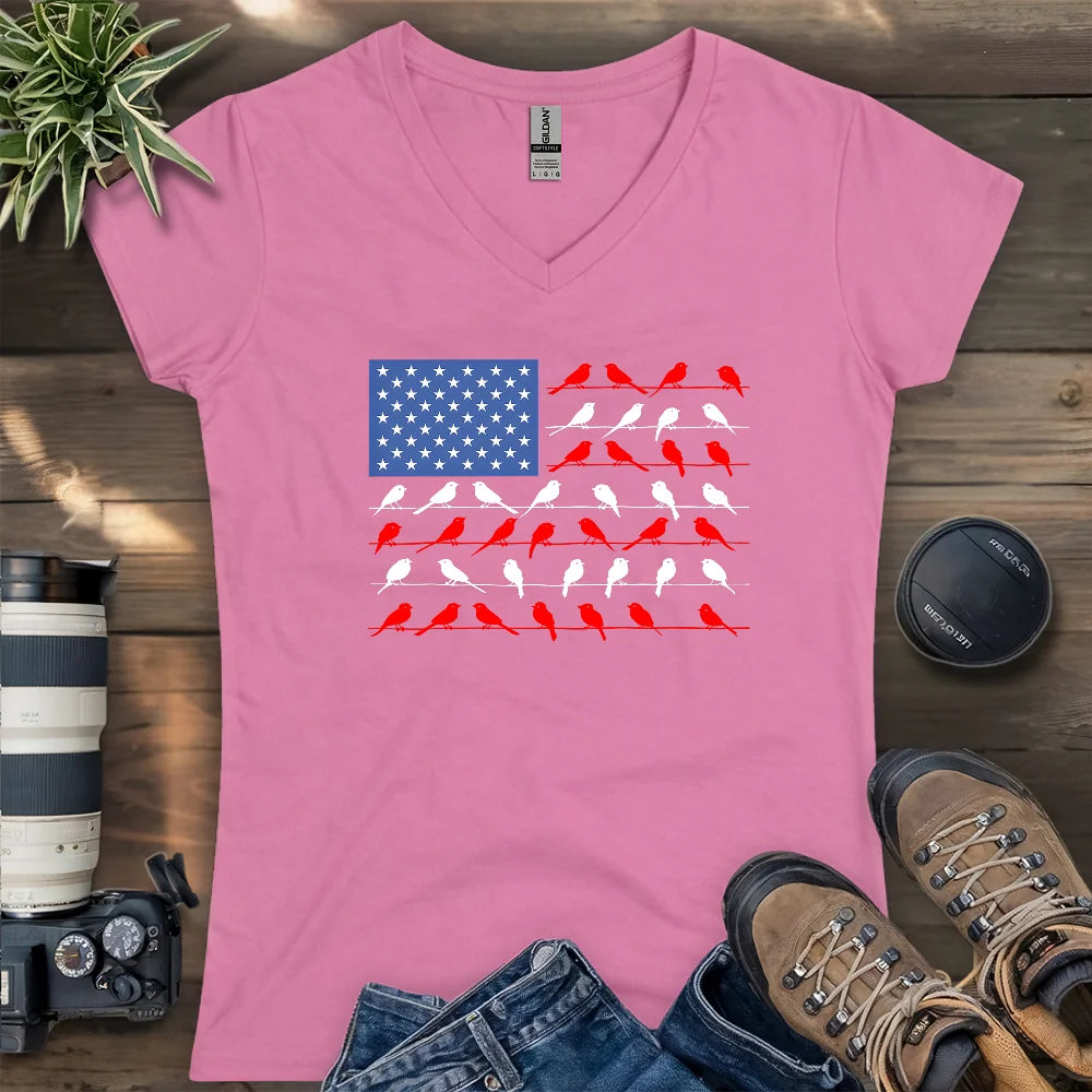 Feathered Flag Lady V-neck