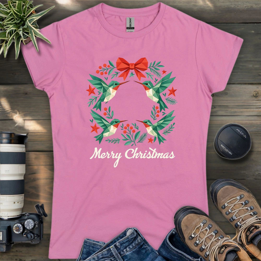 Geometric Hummingbird Wreath Women's T-shirt