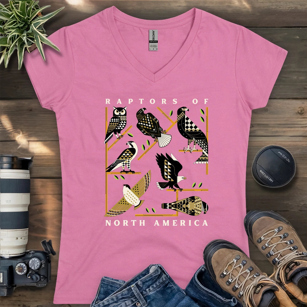 Geometric Raptors Of America Lady V-neck