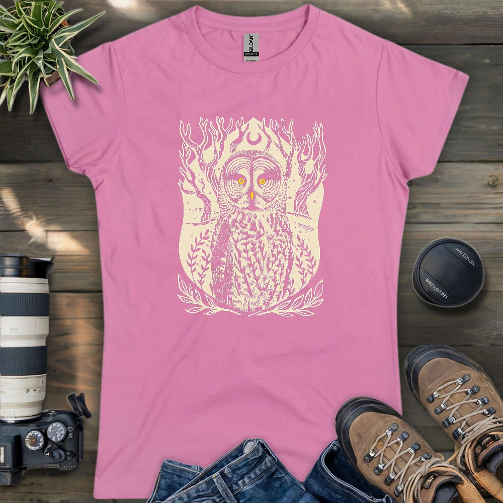 Great Grey Owl Linocut Women's T-shirt