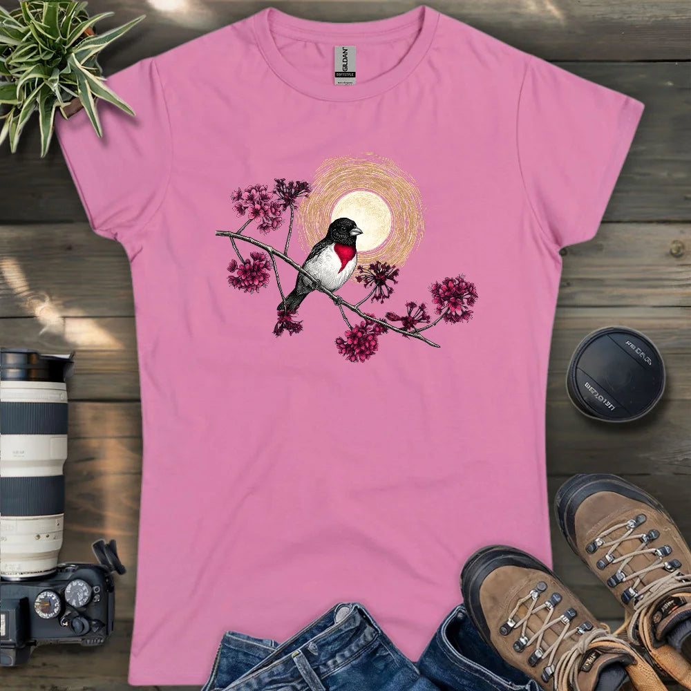 Grosbeak Under Forest's Moonlight Women's T-shirt
