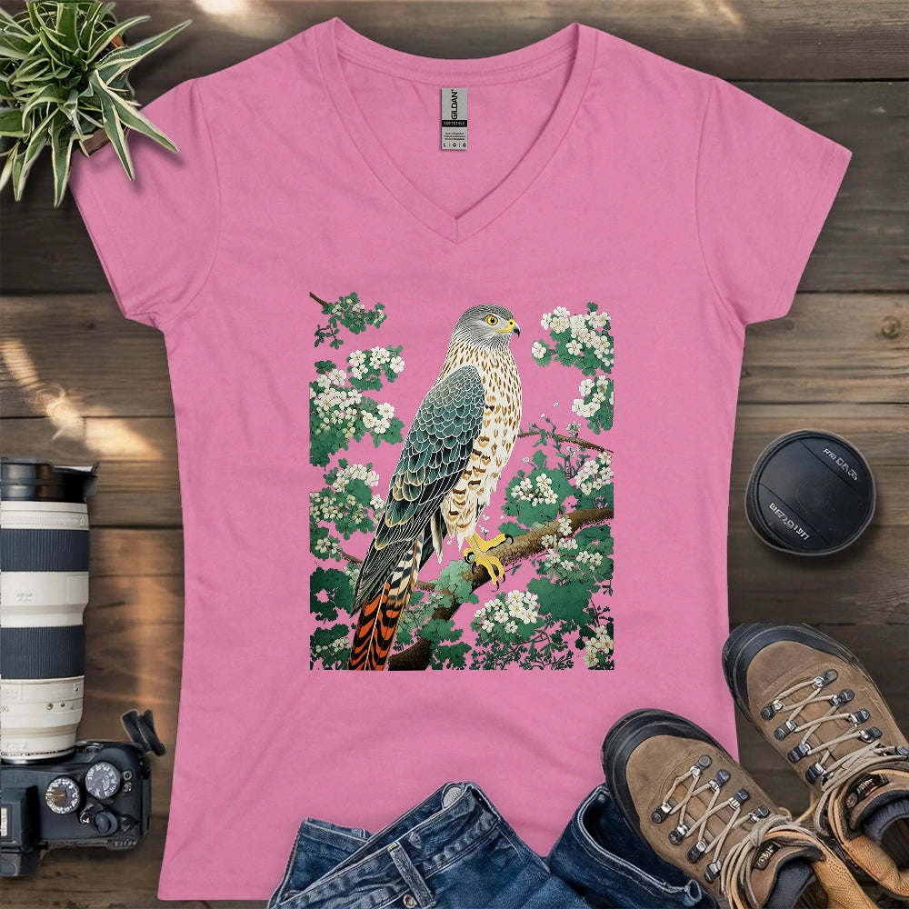Hawk in Bloom Lady V-neck