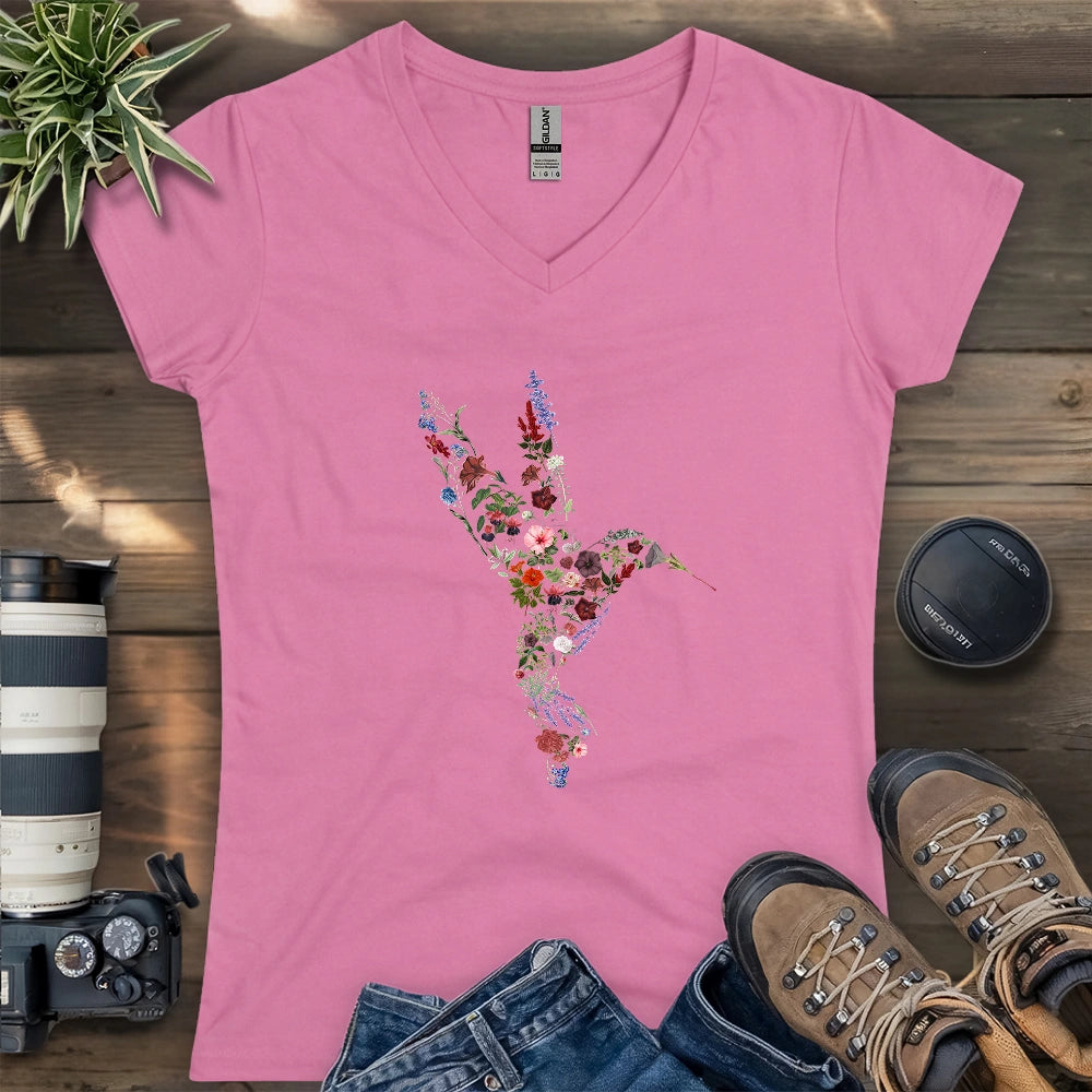 Hummingbird Made By Flowers Lady V-neck