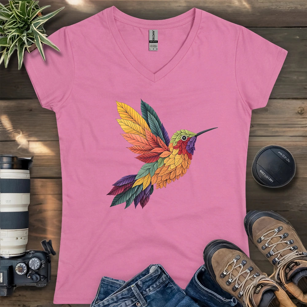 Hummingbird Made By Leaves Lady V-neck